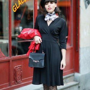 EUC S/M Karina Dress Black Megan w/ 3/4 sleeves
